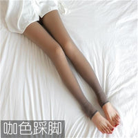 The Internet sensation of fake fleshless leggings flight attendant grey translucent skin one piece pants and fleece socks bare legs women Spring and autumn slim wear