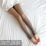 The Internet sensation of fake fleshless leggings flight attendant grey translucent skin one piece pants and fleece socks bare legs women Spring and autumn slim wear
