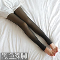 The Internet sensation of fake fleshless leggings flight attendant grey translucent skin one piece pants and fleece socks bare legs women Spring and autumn slim wear