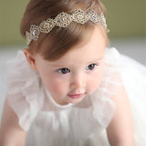 New Hair Accessories Girls Turban Headwear Baby Headband Bow Pearl Lace Hair Band Headband White Solid Lovely Band