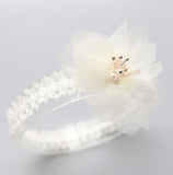 New Hair Accessories Girls Turban Headwear Baby Headband Bow Pearl Lace Hair Band Headband White Solid Lovely Band