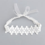 New Hair Accessories Girls Turban Headwear Baby Headband Bow Pearl Lace Hair Band Headband White Solid Lovely Band